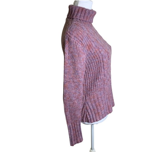 Levi's Lavender Melange Turtleneck Chunky Cable Knit Pullover Sweater Womens M - Picture 5 of 9